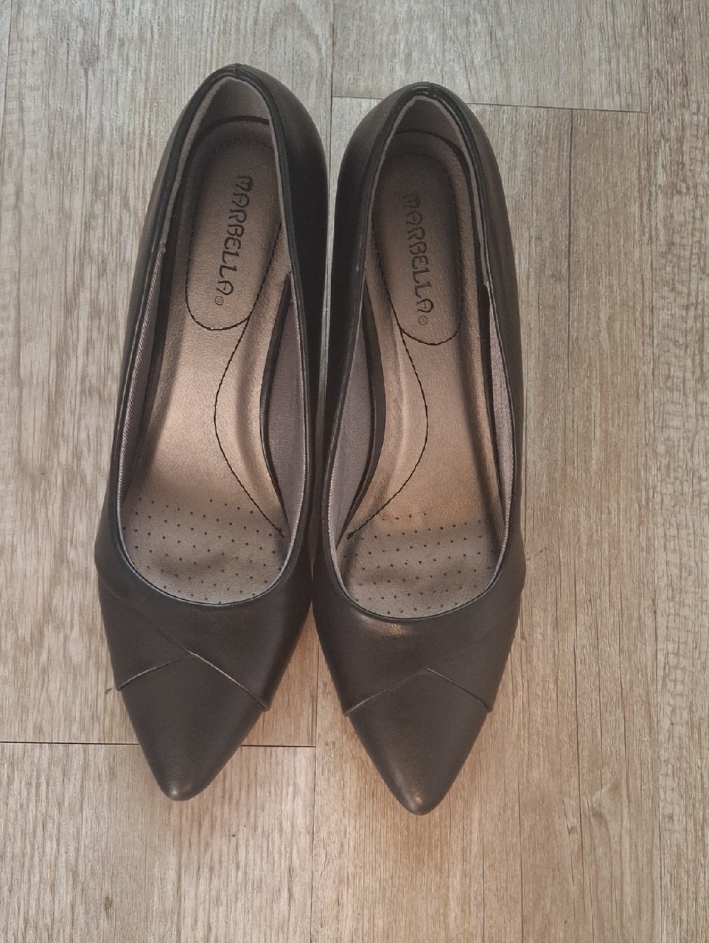 MARELLA Black Pointed-Toe Leather Flats